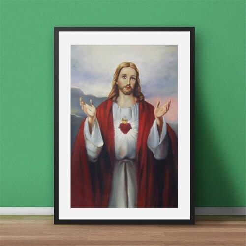 Jezus Rood Hart Prints Foto Kamer Wall Art Decor God Zegene U Geen Frame Poster Schilderij Decoratie