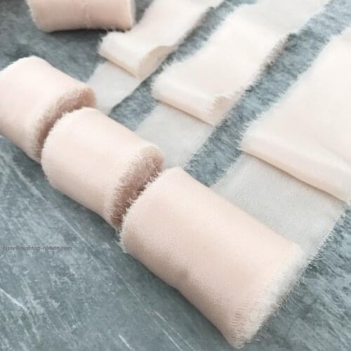 Ins style 5mts 25mm 32mm 50mm 100% Pure Silk Frayed Edge Ribbon for wedding decorate ribbon package ribbon