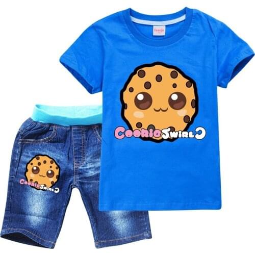Summer Kids COOKIE SWIRL C T-shirt 3D Cartoon Printed Pullovers Leisure Fashion Children Boys Girls Sports T Shirts + Jeans Sets