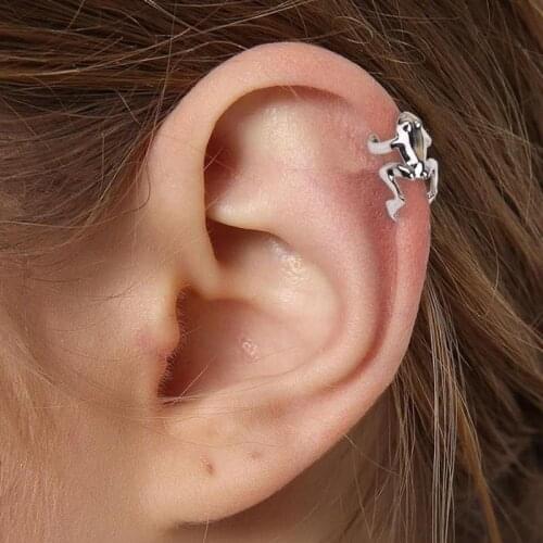 Frog Ear Clip Women Fashion Frog Ear Cuffs Siliver Color Ears Cuff Clip Earrings No Piercing Fake Cartilage Earcuff Punk Jewelry