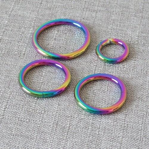 50pcs Rainbow Metal O Ring Hardware Belt Buckle Clasp Loop For Bag Dog Pet Harness Luggage Backpack DIY Sewing Garment Accessory