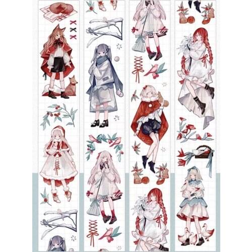 Lovely Winter Girl Washi Masking Tapes for Card Making Bullet Journal DIY Scrapbooking Label Stickers