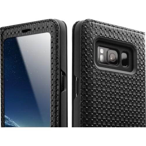 QIALINO Fashion Flip Case for Samsung Galaxy S8 & S8 Plus Luxury Handmade Genuine Leather Cover for Samsung S8 5.6/6.1-inch