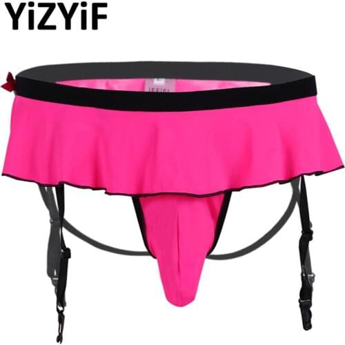 Men Lingerie Bikini Underwear Underpants with Bulge Pouch Garters Gay Men Underwear Sissy Panties Sexy Bikini Thongs Sleepwear
