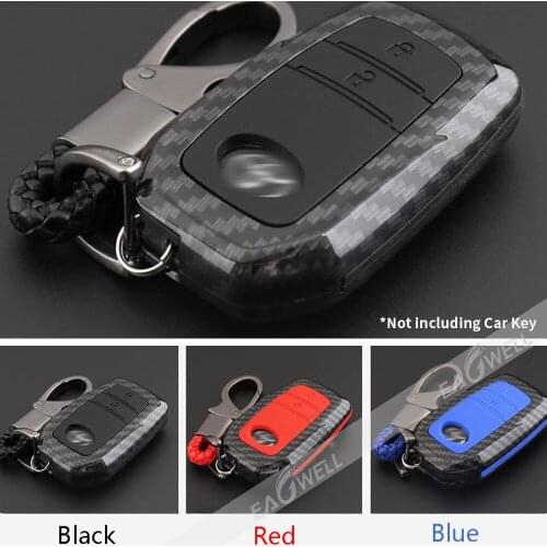New Carbon fiber 2 Button Leather Car Key Case Cover Keyless Remote Fob Shell Skin Holder durability and usability For Toyota
