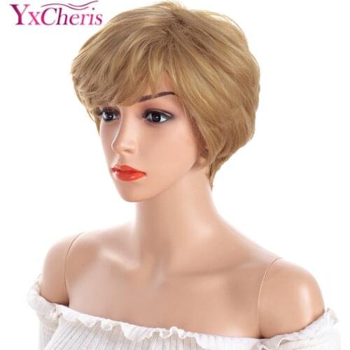 Short Blonde Wigs For Women Synthetic Layered Wigs Female Heat Resistant Fiber 2018 Trendy Fashion Style Wig