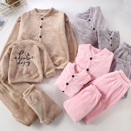 Boys Girls Pajamas Set Pyjamas Kids PJS Toddler Children Loungewear Thick Warm Top and Pants 2020 Fall Autumn Winter