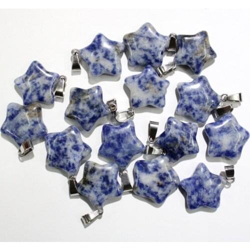 Wholesale 24PCS natural sodalite stone pentagram charm star pendants for jewelry making necklace earring pendant accessories