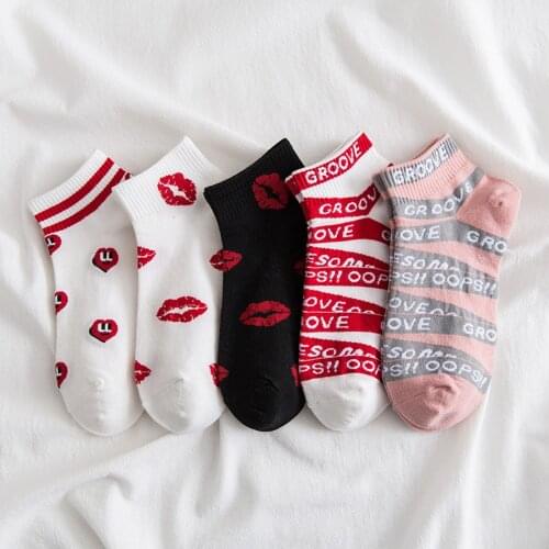 Spring Summer Letter Calcetines Mujer Cute Cotton Ankle Socks Women Set 10 Pairs Fashion Medias Sox Woman Chaussettes Femme