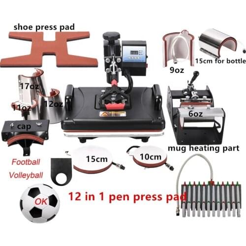 New Product 13 in 1 Combo Heat press Machine 2D Heat Transfer Machine for Mug/T-shirt/Cap/Shoe/Plate/Pen/Ball