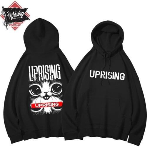 UPRISING Hoodies, Sweatshirts Oversize Cat Print Black Top Women Loose Tees Harajuku Casual O-neck
