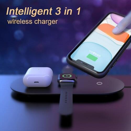 3 in 1 Charge Docking Station Wireless Charger USB Charging Pad for iPhone 11 X XS Max XR Airpods Pro Apple Watch 5 4