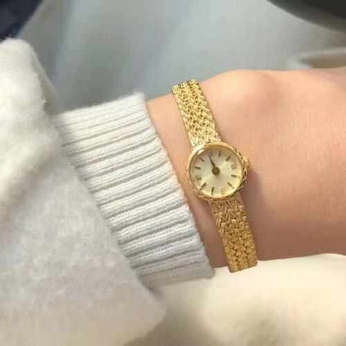 Copper 24k gold plated 2021 new design women watch Japanese exquisite retro small dial advanced watch small simple waterproof