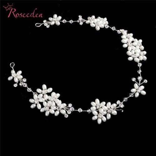 Handmade Elegant White Floral Wedding Headband Headpiece For Bridal Pearl Tiaras Hair Accessories Women Hair Jewelry RE770
