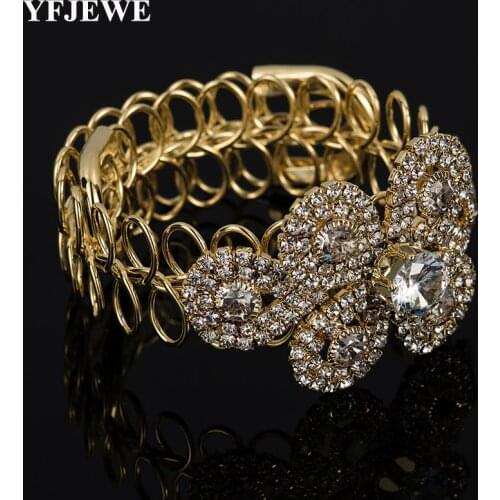 YFJEWE Luxury Crystal Bracelets For Women Gold Color Bracelets & Bangles Femme Bridal Wedding Jewelry Vintage Bracelet B200
