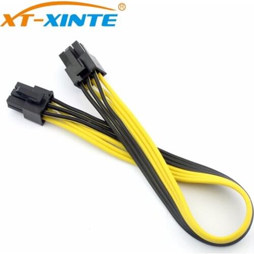 10Pcs Dual 6Pin Power Supply Cable Adapter PCIe PCI-Express Extension Cable 6Pin Male to Male Cables 18AWG for BTC Mining Miner