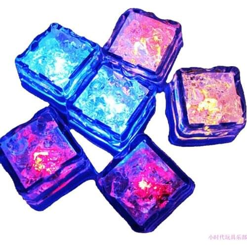 LED Ice Cubes Glowing Party Flash Lighting Luminous Neon Wedding Festival Bar Wine Drink Glass Water Decoration Supplies 12PCS