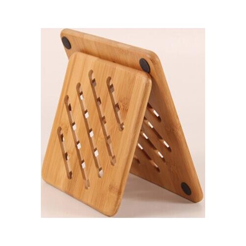 15*15CM Bamboo Wood Insulation Mat Anti-Slip Square Cup Coaster Table Pot Mat Kitchen Heat Pad