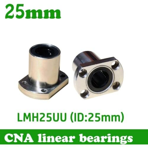2pcs/lot Free shipping LMH25UU 25mm flange linear bearing CNC Linear Bush LMH25