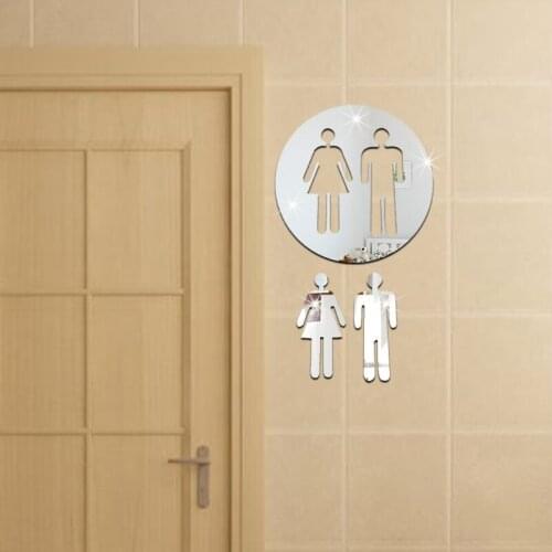 3D Acrylic Mirror Wall Stickers Washroom Men&women Logo Lavatory Door Decor for Toilet Bathroom Bar Office Shopping Mall