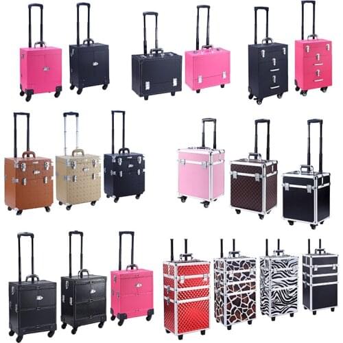 4 Types 2016 New Aluminum Makeup Case Professional Mail Box 3 in 1 cosmetic Box Multi Choice