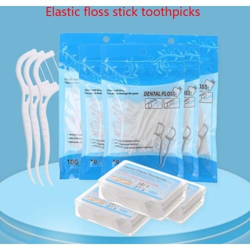 50/100pcs Dental Floss Flosser Picks Toothpicks Teeth Stick Tooth Cleaning Interdental Brush Oral Hygiene Care Tool