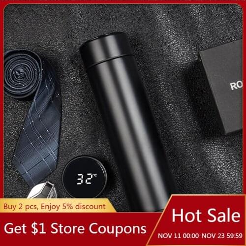 500ML Smart Temperature Water Cup Male Female Portable Students High-End Simple Creative Temperature Measuring Cup Trend Tea Cup