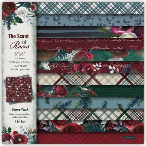 6 inch 12 Sheets Roses&Letter Scrapbook Paper Origami Background Paper DIY Card Making Home deco gift arts and crafts