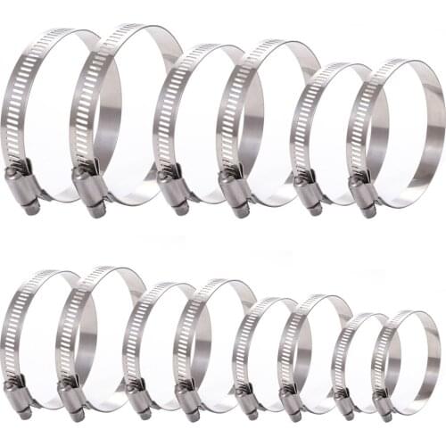 70pcs Stainless Steel Adjustable Drive Hose Clamp Fuel Line Worm Size Clip Hoop Hose Clamp Hot Sale