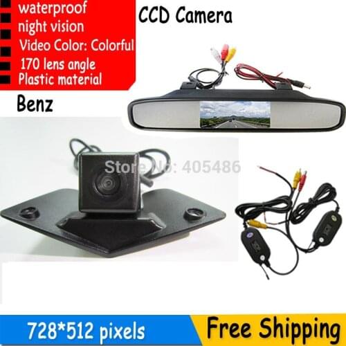 CCD Front view parking car camera with Rearview Mirror Monitor for Benz Mercedes Vito Viano A B C E G GL SLK GLK SL R GLA CL CLA