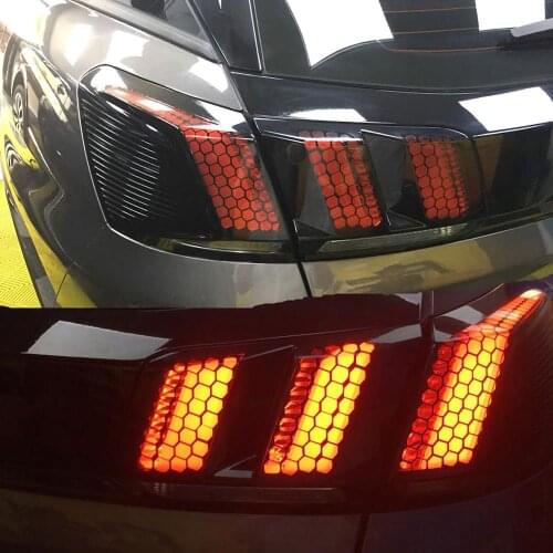 Car Rear Tail Light Honeycomb Stickers Car Exterior Accessories for Peugeot 206 207 306 307 508 106 107 108 2008 3008 5008