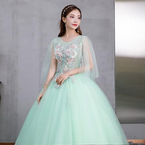 Freeship light mint green ball gown long dress vintage medieval dress Renaissance princess Victoria dress