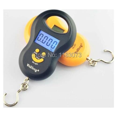 WeiHeng 50kg 10g Digital Hanging Scale LCD Backlight Pocket Luggage Scales Kg Lb OZ Travel Suitcase Hook Weight Balance With Box