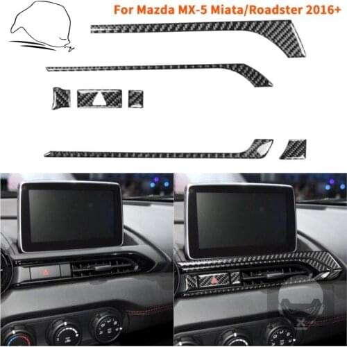 For Mazda MX-5 Miata Roadster 2016+ MX5 ND Carbon Fiber Center Dashboard Air Vent Sticker Trim Strips Interior Car Accessories