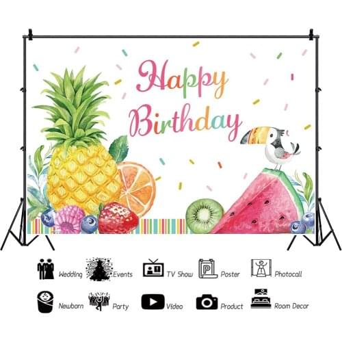 Fruit Pineapple Watermelon Backdrops Unique Art Shooting Background Decorations for Kids Birthday Party Photography Photocall