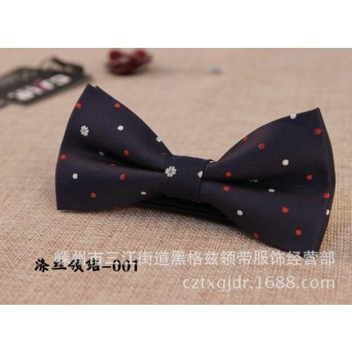 Handmade mens and womens bow ties pattern Korean fashion mens custom polyester silk bow ties with flowers