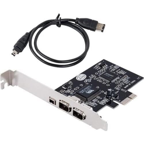 Firewire Card,PCIe Firewire 800 Adapter for Windows 10 with Low Profile Bracket and Cable,3 Ports (2x6 Pin 1x4 Pin) IEEE 1394