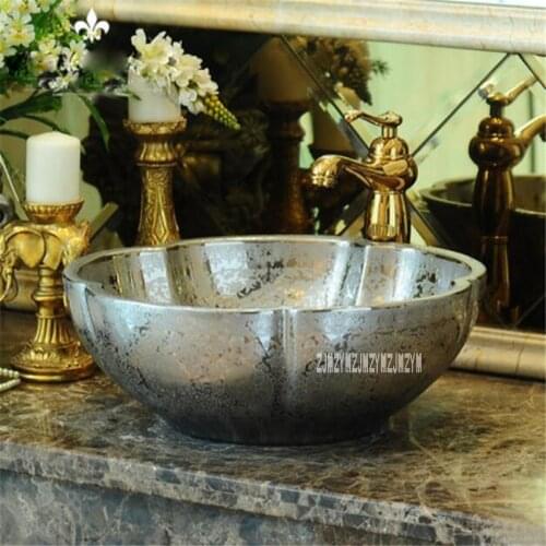 European Style Ceramic Above Counter Basin Bathroom Wash Basin High-quality Household Art Bathroom Sink Countertop Basin yins230
