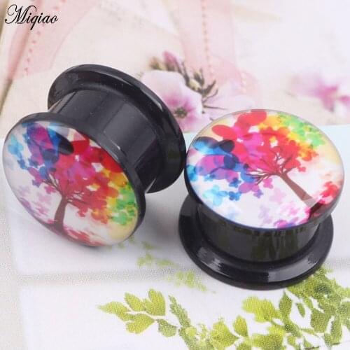Miqiao 2pcs Fashion Hot-selling Bubble Tree Acrylic Oil Drop Ears 4mm-25mm Body Piercing Jewelry