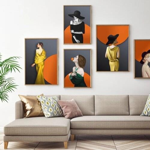 Bubble Fashion Woman Poster Hat Wall Art Picture Canvas Print Paintings Nordic for Girls Room Living Room Home Decor No Frame