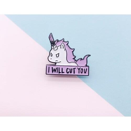 Cartoon fun cute animal enamel brooch purple horse pin alloy badge cowboy clothes bag accessories jewellery gift for friends