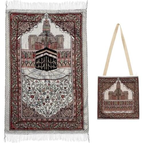Muslim Prayer Rug Tassel Prayer Carpet Mat Pilgrimage Blanket Braided Mats Kneeling Poly Mat With Carrying Bag