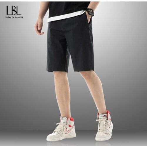 Mens Shorts Elastic Summer Breeches Large Size Clothes Male Fashion Breathable Black Grey Spandex Sweat Shorts Plus Size Shorts