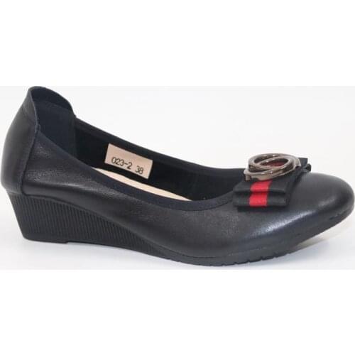 New cowhide bow tie comfortable hop and womens shoesLeather shoesHigh-quality womens shoes with sloping heelsLeather working s