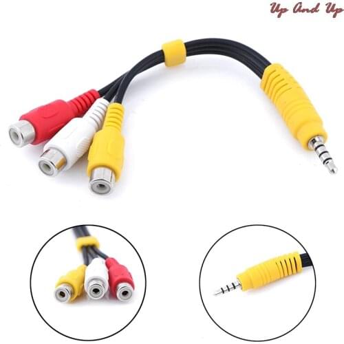 3.5mm Aux Male Stereo to 3 RCA Female Audio Video AV Adapter Cable for High-Performance Video and Audio Playback