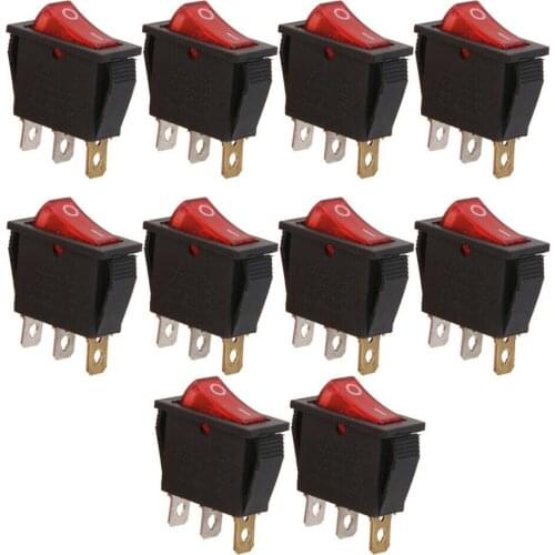 10 PCS KCD3 Power switch 15A /20A 125V/250V 3 Pin Rocker Switch Whites Clear Silicone Waterproof Protect Cover Rectangle