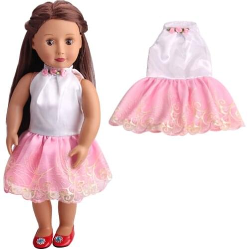 18 inch American Girls Doll Dress White Sleeveless Gown Lace skirt Newborn ZAPF Baby Toys Accessories Fit 40-43 Cm Boy Dolls c61