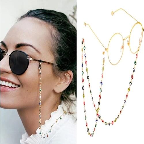 1Pcs Eyeglasses Strap Reading Glasses Hanging Chain Sunglasses Evil Eye Enamel Beads Spectacles Holder Neck Cord Glasses Anti
