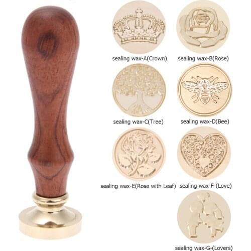 Retro Wax Seal Antique Sealing Wax Stamp Handcrafts Wedding Invitations Metal Decorate Wood Handle for Wedding Invitation Gift