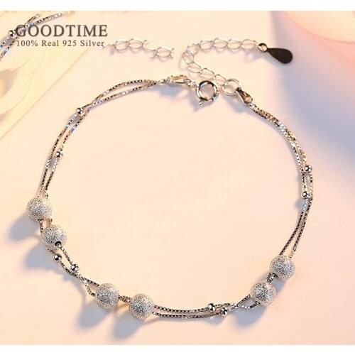 Luxury Shine Bracelet Pure 100% 925 Sterling Silver Frosted Beads Bracelet Jewelry Accessories Charm Gift For Women Girl